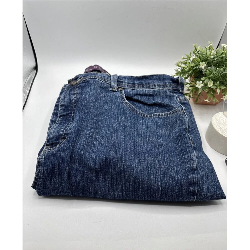 Gloria Vanderbilt Jeans Women 18 Blue Straight Pockets Denim Waist 35